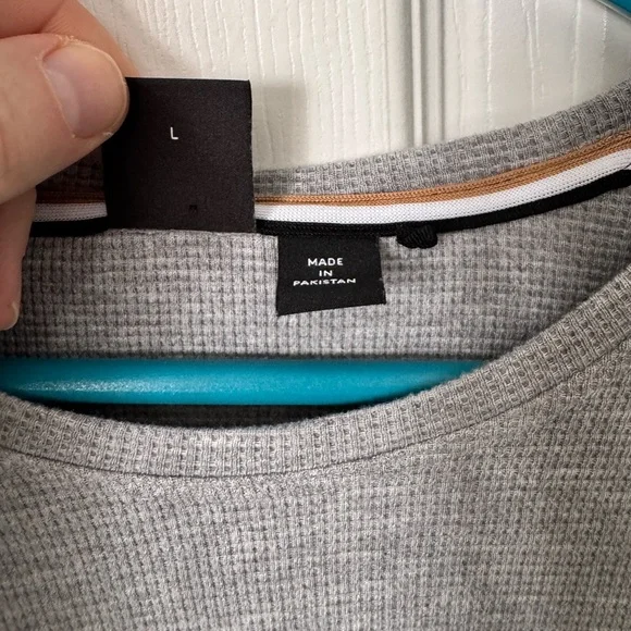 Mens Hugo Boss Long Sleeve Waffle Shirt Size Large Black Label Like NEW - Picture 4 of 9